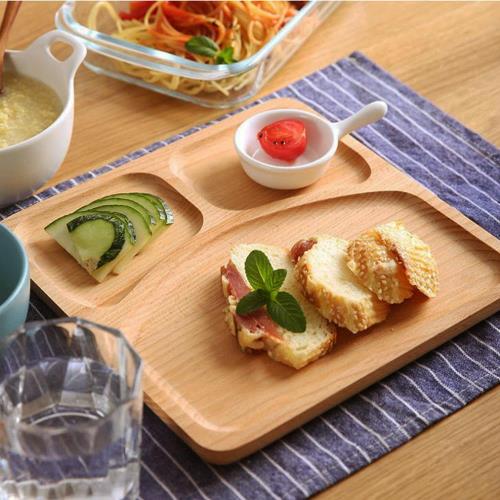 Homely Zakka 木趣食光日系木質正方型分隔餐盤
