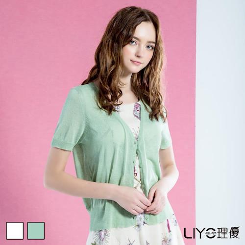 LIYO理優  短袖蕾絲針織外套 (綠色/卡其色)