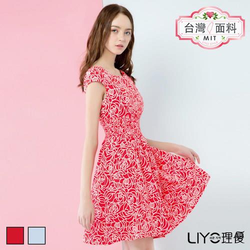 【LIYO理優】MIT玫瑰印花收腰洋裝 626012