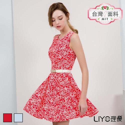 【LIYO理優】滿版玫瑰印花無袖洋裝 626011