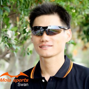 MOLA 摩拉 運動太陽眼鏡 超輕量 男女 UV400 安全防護鏡片 黑 跑步 高爾夫自行車 Swan-blb