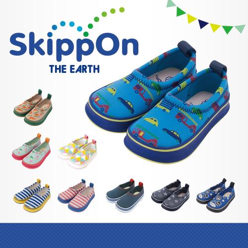 【日本SkippOn】兒童休閒機能鞋〈藍底炫車〉