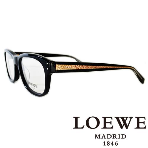 LOEWE 金邊LOGO平光眼鏡（黑）VLW829－0700