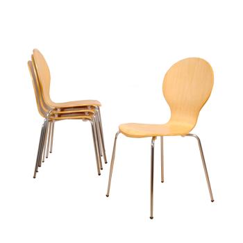 《DFhouse》曲木多功能活動用椅(1次2張裝)-堅固耐用 電腦椅 辦公椅 洽談椅 餐桌椅 戶外椅 電鍍椅腳.