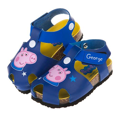 粉紅豬小妹喬治豬藍色星星護趾歐風氣墊涼鞋(14~18公分)