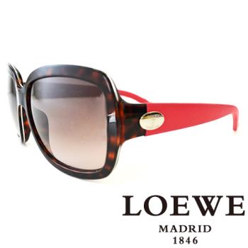 LOEWE 皮革腳金屬LOGO太陽眼鏡（豹紋） SLW774-07R4