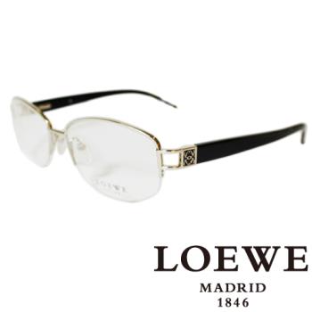 LOEWE 羅威細邊法瑯質圓面平光眼鏡（黑）VLW262－0579