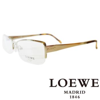 LOEWE 法瑯質半框蝶面平光眼鏡（琥珀）VLW322-08FF