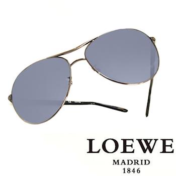 LOEWE 西班牙皇室品牌羅威經典皮革蛇紋太陽眼鏡(藍色) SLW380-0568