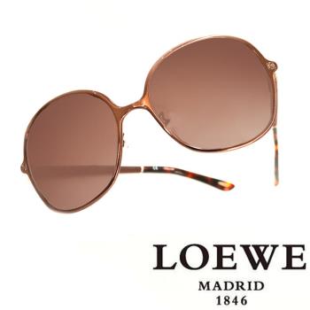 LOEWE 西班牙皇室品牌羅威經典素面皮革太陽眼鏡(咖啡色) SLW381-0A16
