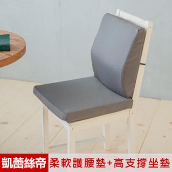 【凱蕾絲帝】臺灣製造-久坐良伴柔軟記憶護腰墊+高支撐坐墊兩件(2色可選)