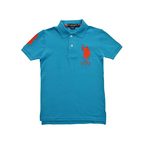 Ralph Lauren 經典戰馬短袖POLO衫-天藍/橘