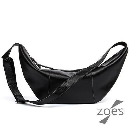 【Zoes】頂級牛皮  漆皮亮面  拉鍊肩背包