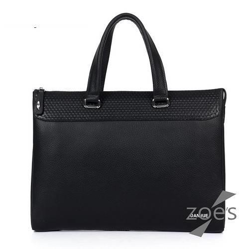 【Zoes】頂級牛皮  荔枝+鴕鳥紋 極簡復古公事包