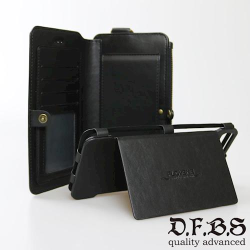 DF BAGSCHOOL皮夾 - 復古仿皮款多功能皮夾5.5吋蘋果手機包-共2色
