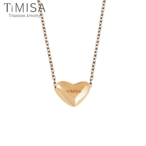 【TiMISA】鈦真心-穿洞版 玫瑰金 純鈦(極細鎖骨)項鍊(B)
