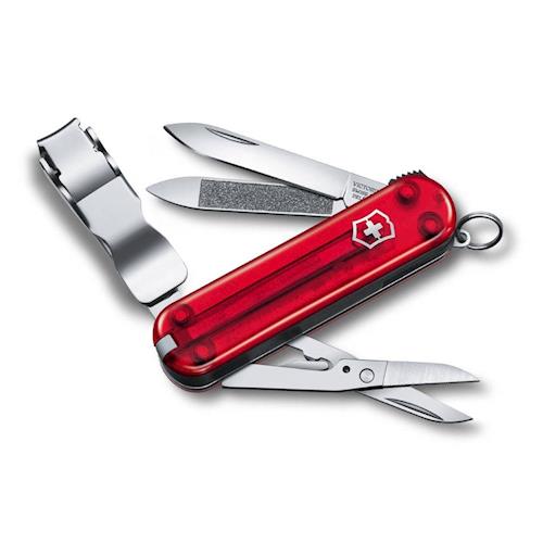 VICTORINOX 瑞士維氏迷你8用指甲剪瑞士刀-透明紅