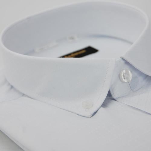任-【金安德森】白色釘釦菱紋窄版長袖襯衫