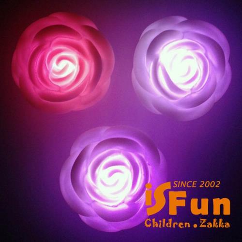 iSFun 浪漫擺飾七彩變化玫瑰夜燈3入