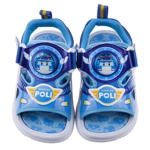 《布布童鞋》POLI救援小英雄波力藍色雙魔鬼氈電燈涼鞋(15~19公分) [ B7E106B ] 藍色款