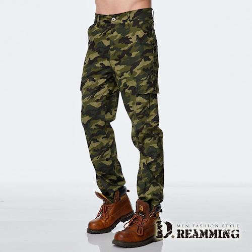 任-【Dreamming】軍規迷彩多口袋休閒工作長褲(綠色)