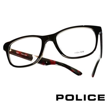 POLICE 義大利警察都會款個性型男眼鏡-膠框(琥珀紅) POV1792E0D90