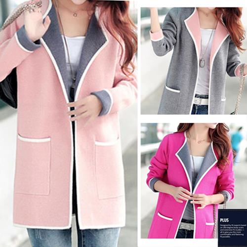 SCL T17135 三色時尚好氣色無扣長版外套