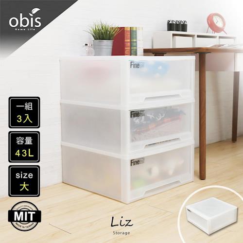 收納櫃 整理箱【obis】收納達人-Liz莉斯簡約風抽屜型收納箱(大)