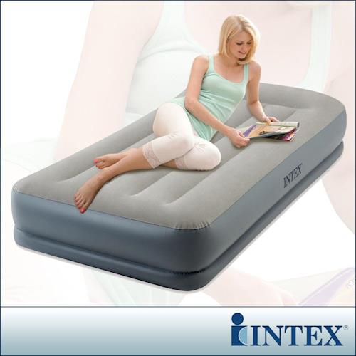 INTEX 舒適雙層單人加大內建電動幫浦充氣床墊-寬99cm(64115)