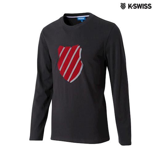 K-Swiss Shield Logo Tee印花長袖T恤-男-黑