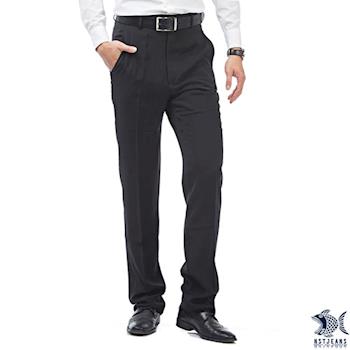 【NST Jeans】 哥德式極簡主義 純黑斜口袋西裝褲(中腰) 390(5583) 平面/無打摺/年輕款式/筆挺-行動
