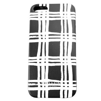 COACH 雙色格紋 iPhone 5 手機保護殼(黑白)