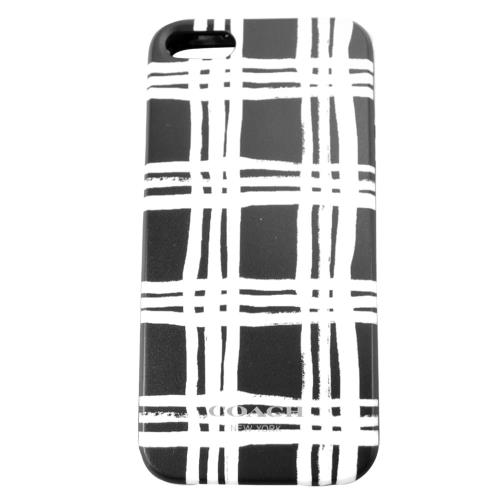 COACH 雙色格紋 iPhone 5 手機保護殼(黑白)