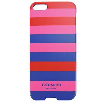 COACH 三色條紋 iPhone 5 手機保護殼(桃紅藍)
