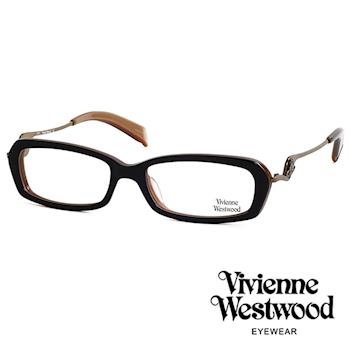 Vivienne Westwood 光學鏡框★不規則音符鏡腳復古框★英倫龐克跳耀土星/平光鏡框(古銅黑) VW201E01