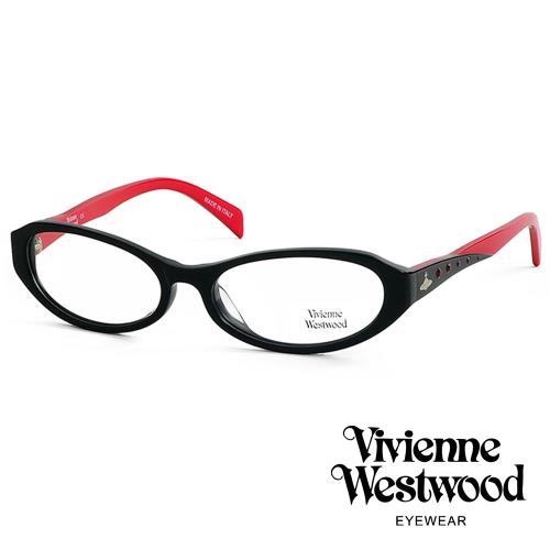Vivienne Westwood 光學鏡框★復古晶鑽造型框★英倫龐克雙色板料/平光鏡框(火紅黑) VW193E02
