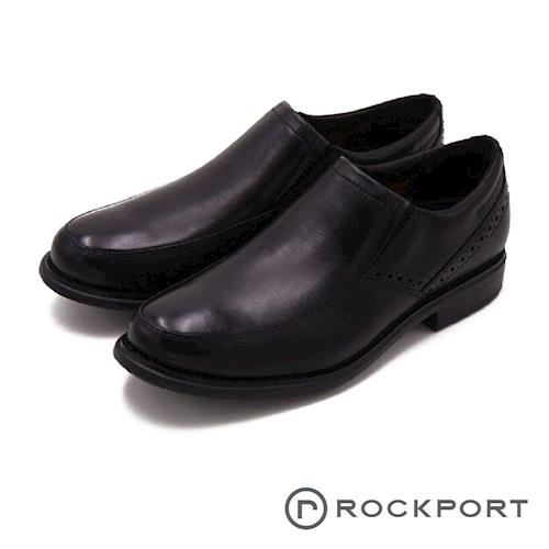 Rockport 全方位動能系列 輕量減壓V型雕花 男皮鞋-黑
