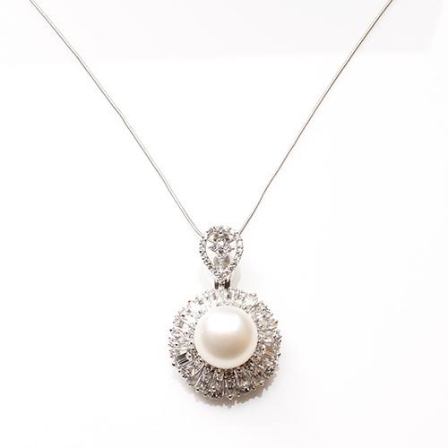 天然淡水珍珠項鍊/墜子(13mm)(925銀) 寶石方塊