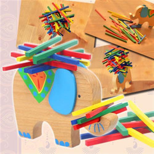 【funKids】木製-兒童櫸木可愛小象疊疊樂桌遊