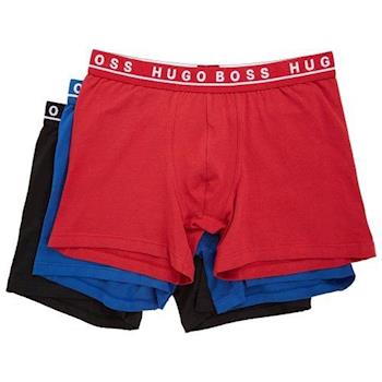 HUGO BOSS 男時尚彈力黑藍紅四角內著混搭3件組(預購)