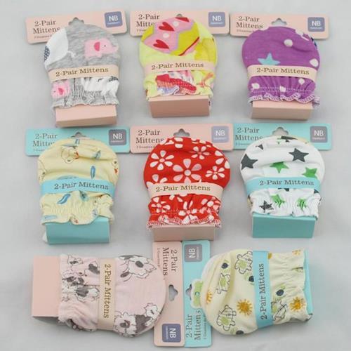 Colorland-4雙入-新生嬰兒純棉Mittens防抓手套護手套