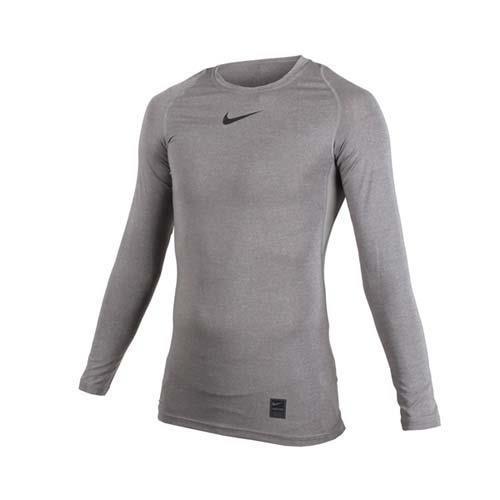 NIKE 男子緊身長袖上衣-緊身衣 健身 慢跑 路跑 灰黑