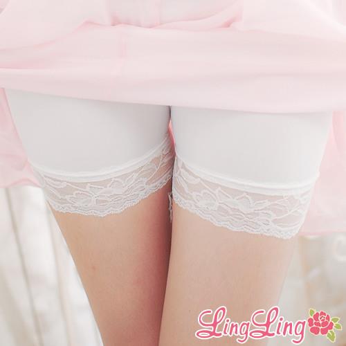 【lingling】全尺碼-防走光美腿安全褲(白棉蕾絲)A1091-12