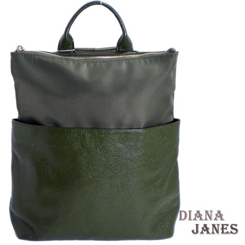【Diana Janes 黛安娜】韓版輕量都會時尚尼龍配皮商務後背包