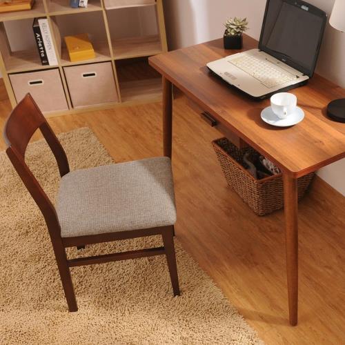 【日本直人木業】簡單生活-胡桃木色書桌椅組--需自行組裝
