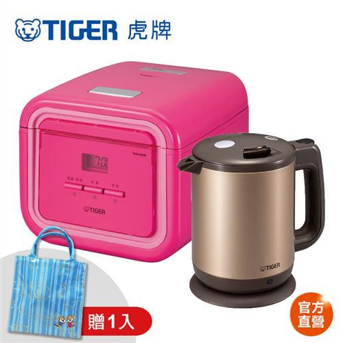 TIGER 虎牌3人份tacook微電腦電子鍋+1.0L時尚快煮壺(JAJ-A55R+PCD-A10R)