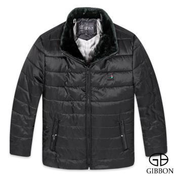GIBBON 設計款暖絨領保暖禦寒外套‧黑色