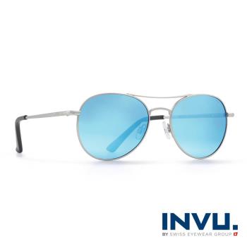 INVU瑞士 九層鍍膜飛行員水銀藍平面偏光太陽眼鏡 - (銀) T1700E
