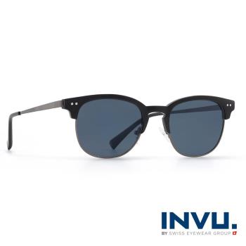 INVU瑞士 九層時尚復古眉框聯名款偏光太陽眼鏡 - (黑) M2800A