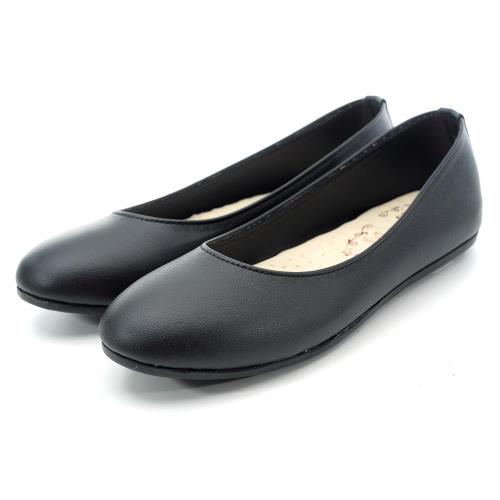 【 cher美鞋】MIT簡約素色全手工縫線平底娃娃芭蕾美鞋-OL最愛-黑色-0691130800-89